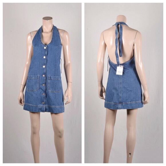 Reformation Brittany Halter Denim Minidress - Picture 3 of 3